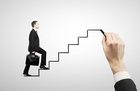 Man-walking-up-steps